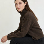 Valérie Minimalist Knit Zip Up — Brown, banana_republic product shot