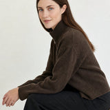 Valérie Minimalist Knit Zip Up — Brown, banana_republic product shot