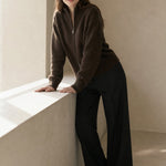 Valérie Minimalist Knit Zip Up — Brown, banana_republic product shot