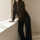 Valérie Minimalist Knit Zip Up — Brown, banana_republic product shot