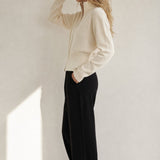 Valérie Minimalist Knit Zip Up — Cream, banana_republic product shot