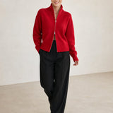 Valérie Minimalist Knit Zip Up — Red, banana_republic product shot