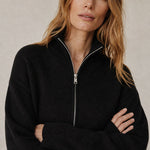 Valérie Minimalist Knit Zip Up — Black, banana_republic product shot