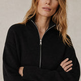 Valérie Minimalist Knit Zip Up — Black, banana_republic product shot