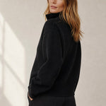 Valérie Minimalist Knit Zip Up — Black, banana_republic product shot