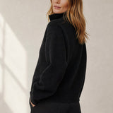 Valérie Minimalist Knit Zip Up — Black, banana_republic product shot