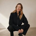 Valérie Minimalist Knit Zip Up — Black, banana_republic product shot