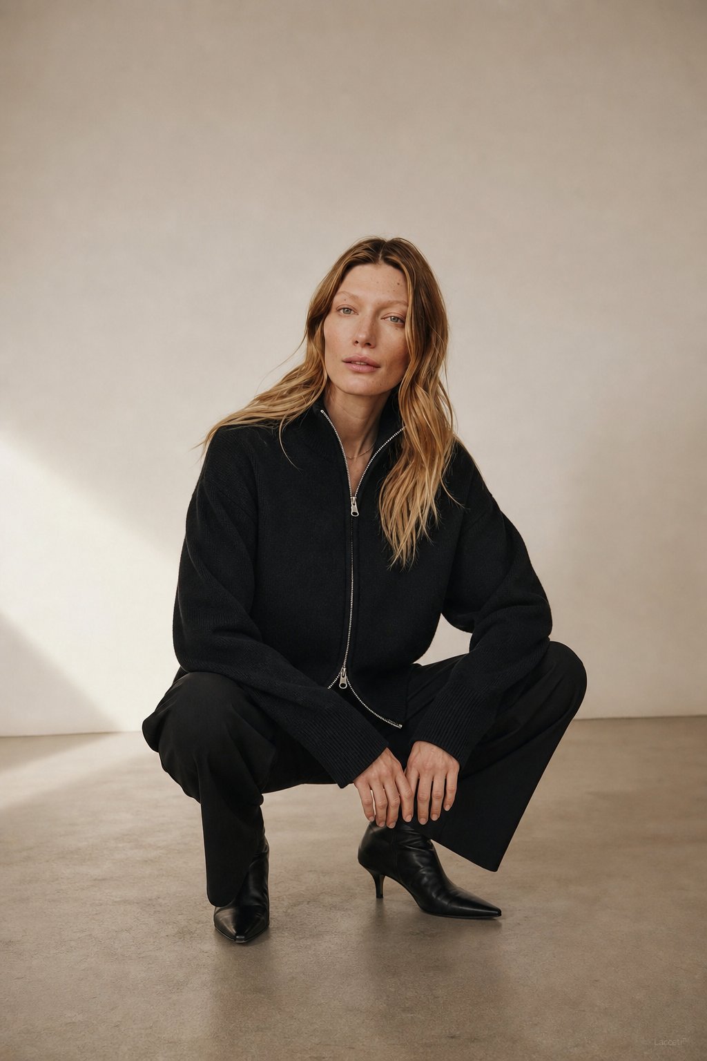 Valérie Minimalist Knit Zip Up — Black, banana_republic product shot