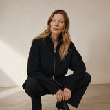 Valérie Minimalist Knit Zip Up — Black, banana_republic product shot