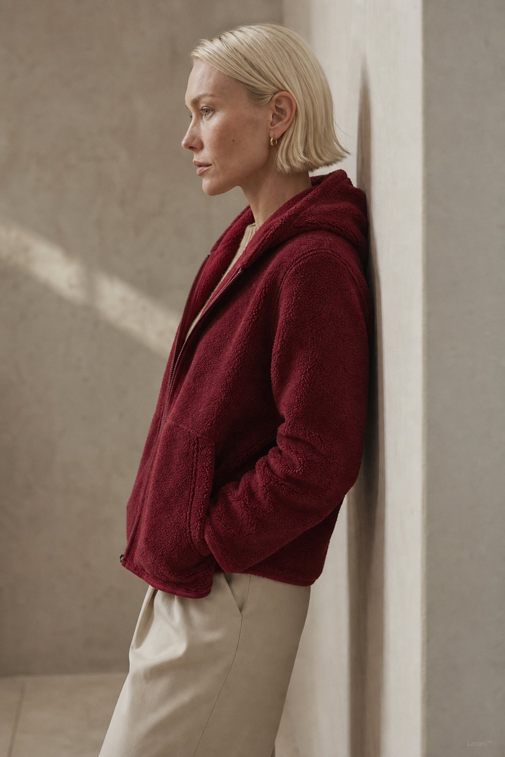 Vancouver Fleece Hoodie Jacket — Wine Red, banana_republic product shot