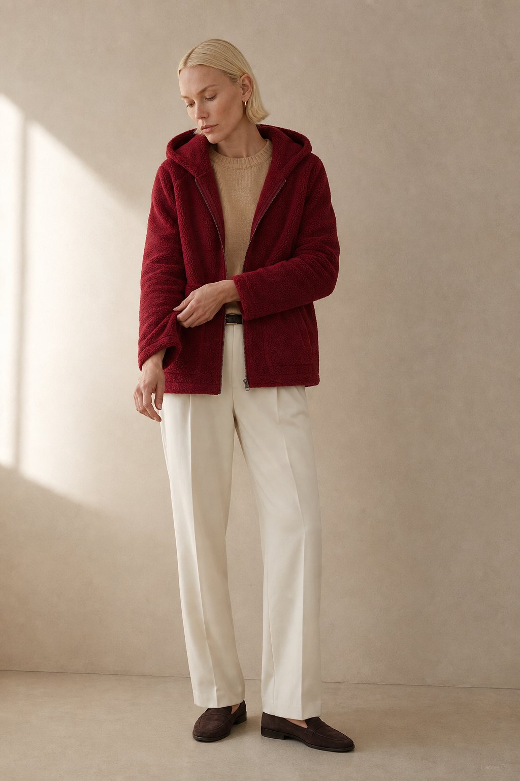 Vancouver Fleece Hoodie Jacket — Wine Red, banana_republic product shot
