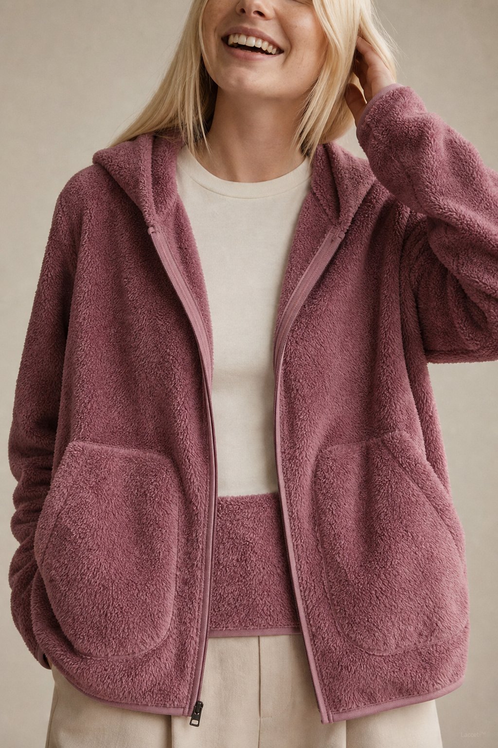 Vancouver Fleece Hoodie Jacket — Pink, banana_republic product shot