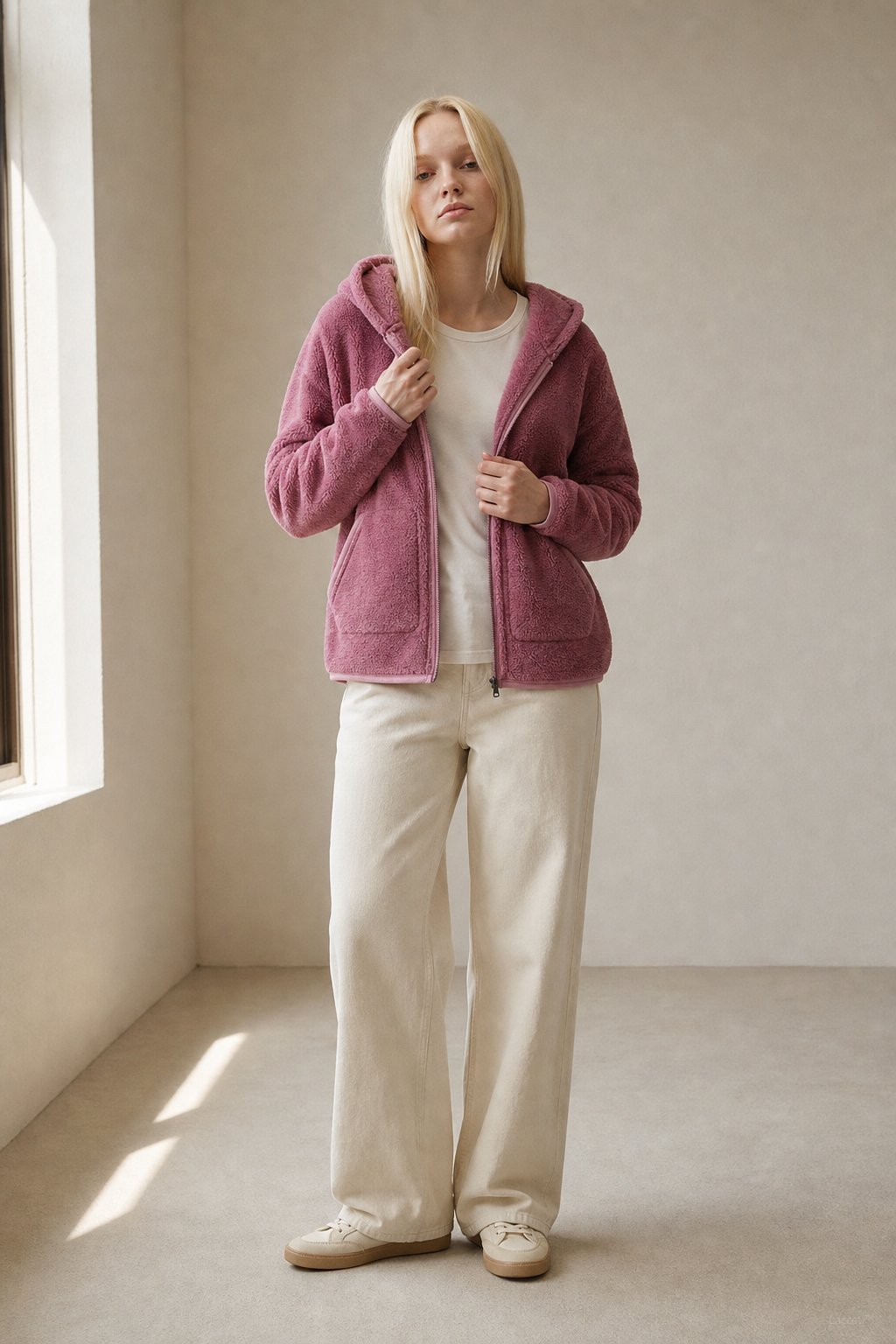 Vancouver Fleece Hoodie Jacket — Pink, banana_republic product shot