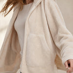 Vancouver Fleece Hoodie Jacket — Beige, banana_republic product shot