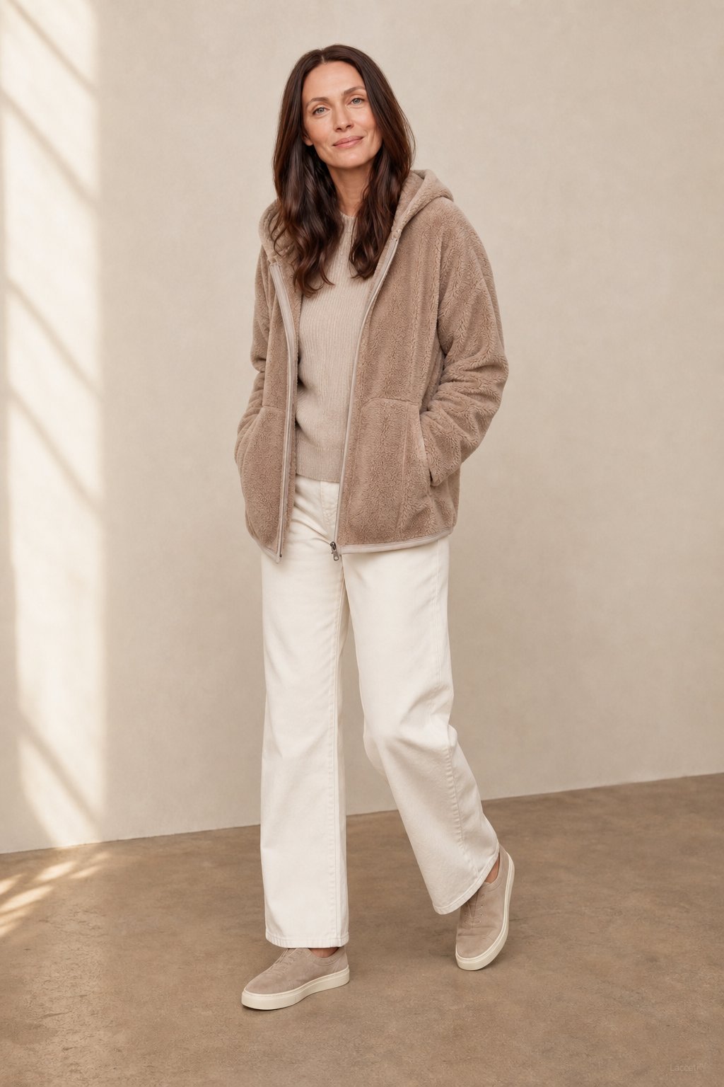 Vancouver Fleece Hoodie Jacket — Khaki, banana_republic product shot