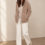 Vancouver Fleece Hoodie Jacket — Khaki, banana_republic product shot