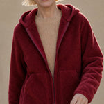 Vancouver Fleece Hoodie Jacket — Wine Red, banana_republic product shot