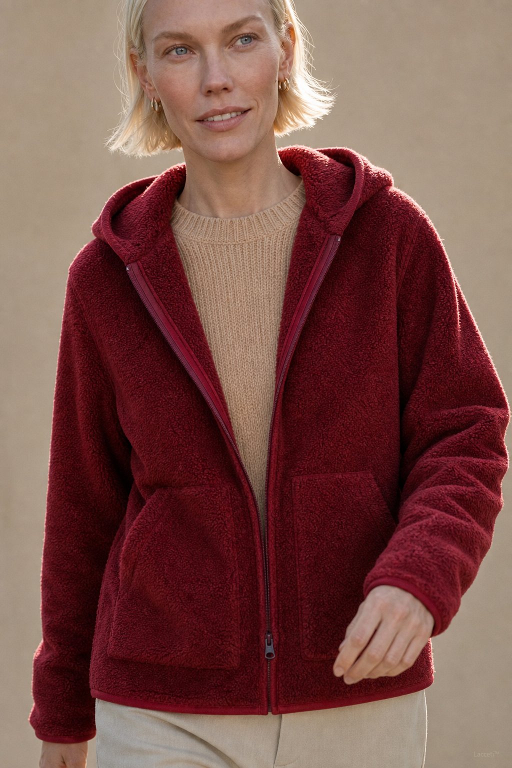 Vancouver Fleece Hoodie Jacket — Wine Red, banana_republic product shot