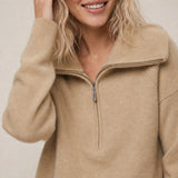Victoire Half-Zip Stand Collar Sweater — Camel, banana_republic product shot