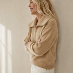 Victoire Half-Zip Stand Collar Sweater — Camel, banana_republic product shot