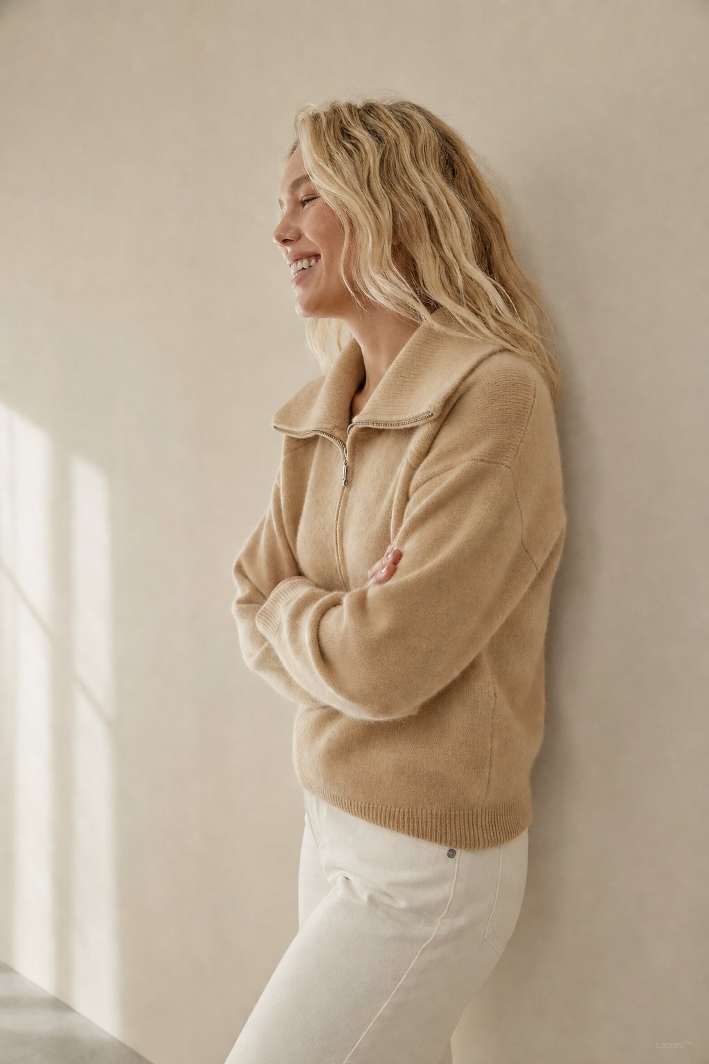 Victoire Half-Zip Stand Collar Sweater — Camel, banana_republic product shot