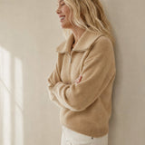Victoire Half-Zip Stand Collar Sweater — Camel, banana_republic product shot