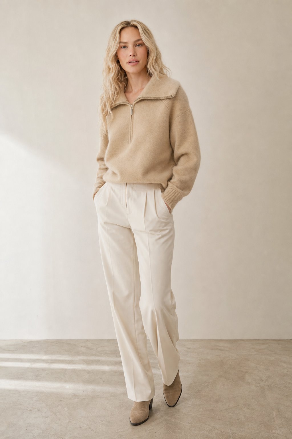 Victoire Half-Zip Stand Collar Sweater — Camel, banana_republic product shot