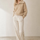 Victoire Half-Zip Stand Collar Sweater — Camel, banana_republic product shot