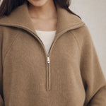 Victoire Half-Zip Stand Collar Sweater — Brown, banana_republic product shot