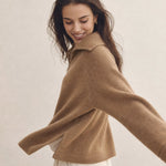 Victoire Half-Zip Stand Collar Sweater — Brown, banana_republic product shot