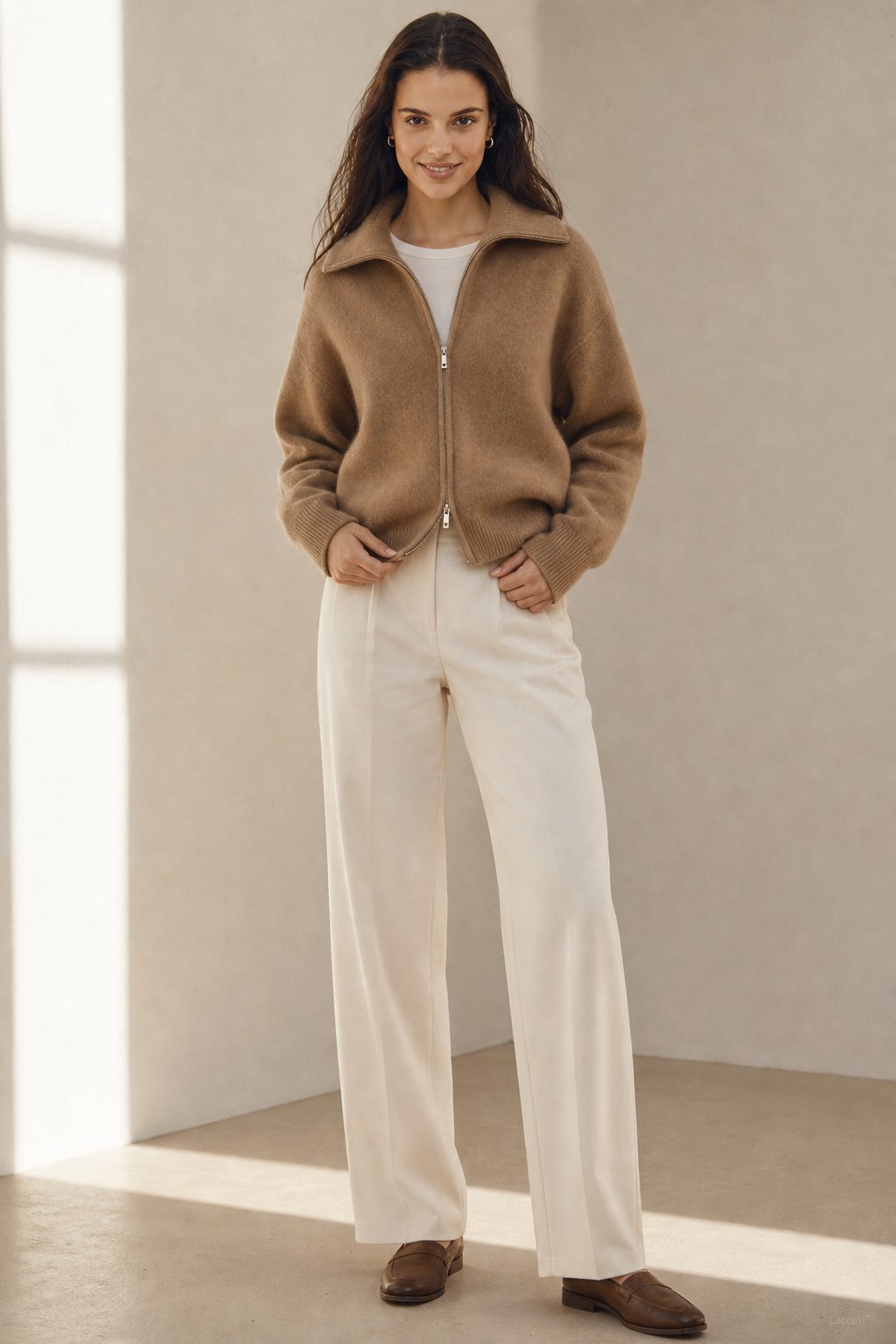 Victoire Half-Zip Stand Collar Sweater — Brown, banana_republic product shot