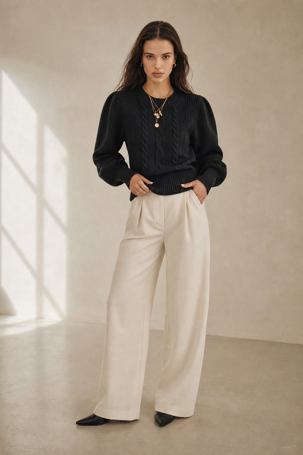 Westend Cable-Knit Sweater — Black, banana_republic product shot