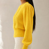 Westend Cable-Knit Sweater — Yellow, banana_republic product shot