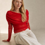 Lagos Mesh Overshirt — Red, banana_republic product shot