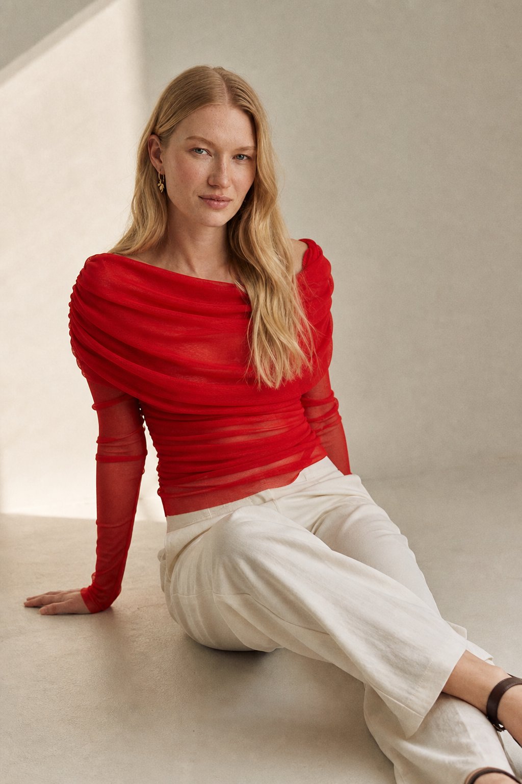 Lagos Mesh Overshirt — Red, banana_republic product shot