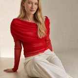 Lagos Mesh Overshirt — Red, banana_republic product shot