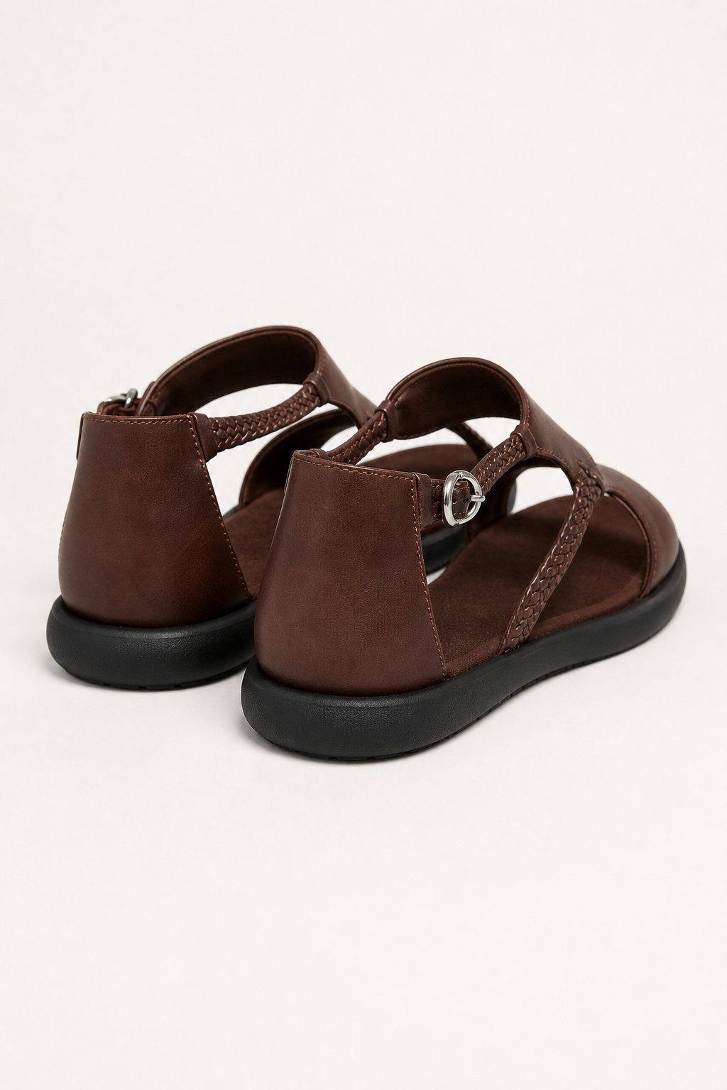 Laguna Braided Leather Sandal — Brown, jcrew product shot