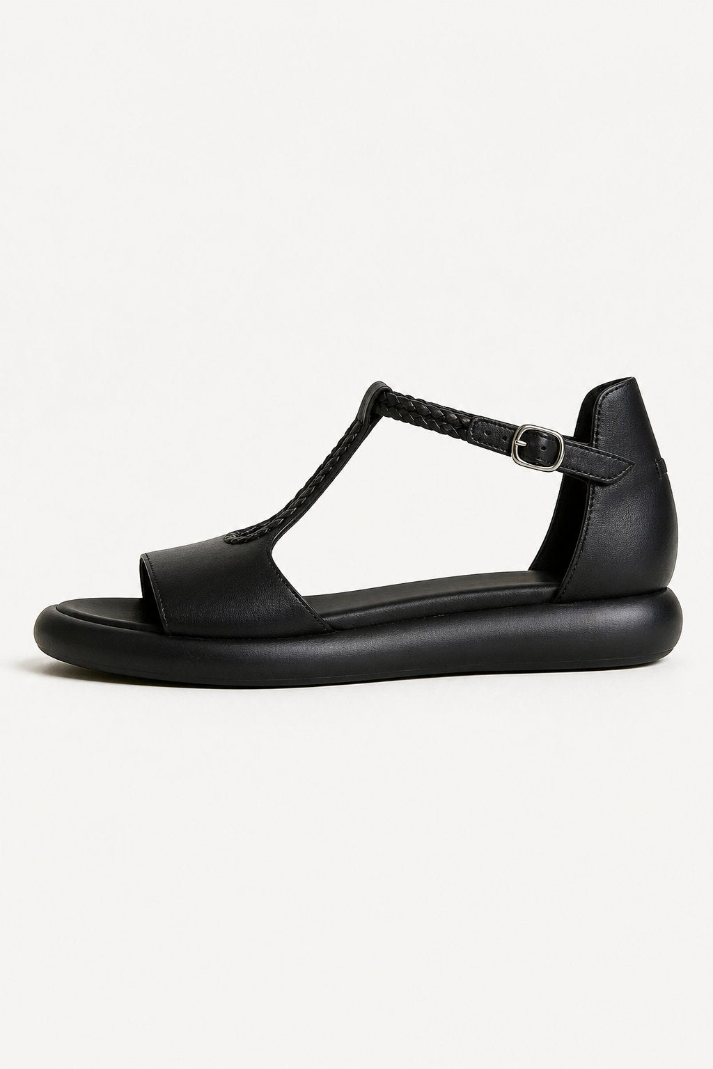 Laguna Braided Leather Sandal — Black, jcrew product shot