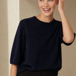 Larkin Seamless Pullover — Navy, banana_republic product shot