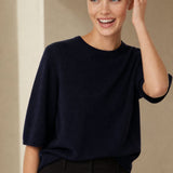 Larkin Seamless Pullover — Navy, banana_republic product shot