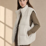 Leah Down Padded Vest — Beige, banana_republic product shot