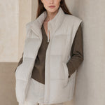 Leah Down Padded Vest — Beige, banana_republic product shot