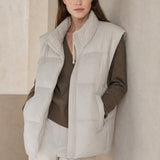 Leah Down Padded Vest — Beige, banana_republic product shot