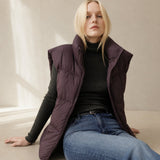 Leah Down Padded Vest — Burgundy, banana_republic product shot