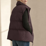 Leah Down Padded Vest — Burgundy, banana_republic product shot
