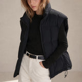 Leah Down Padded Vest — Black, banana_republic product shot
