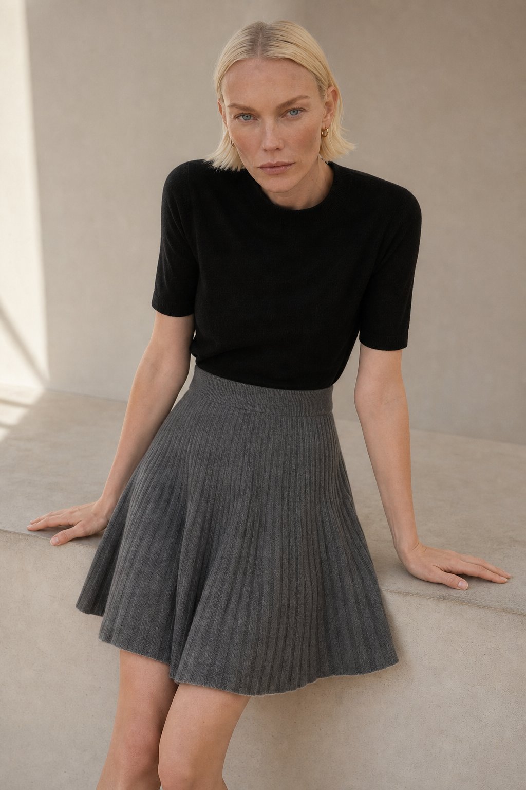 Les Coudrées Merino Skirt — Gray, banana_republic product shot