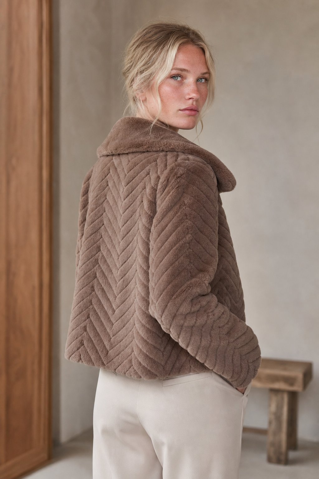 Liana Faux Mink Jacket — Brown, banana_republic product shot