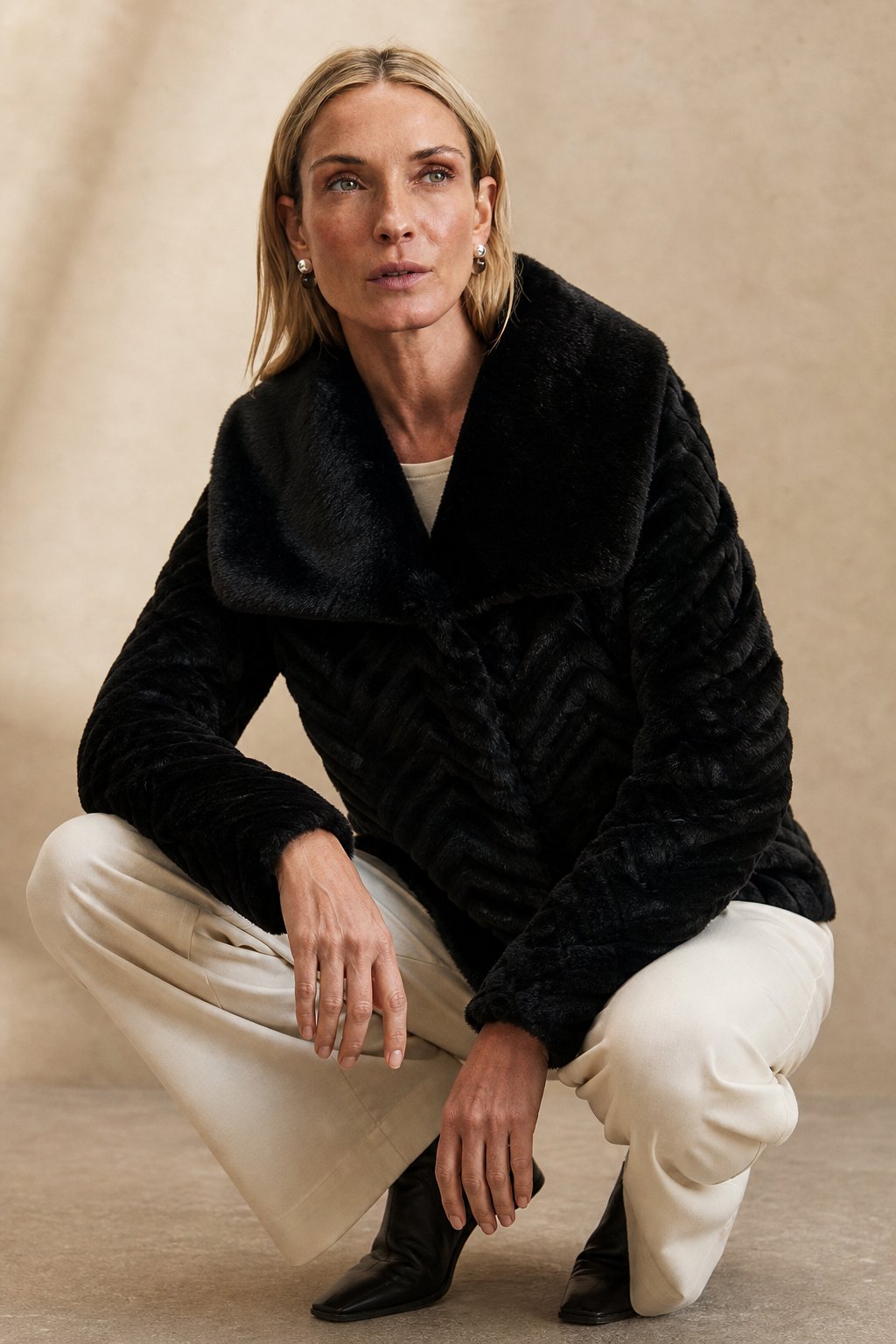 Liana Faux Mink Jacket — Black, banana_republic product shot