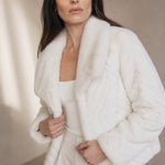 Liana Faux Mink Jacket — White, banana_republic product shot